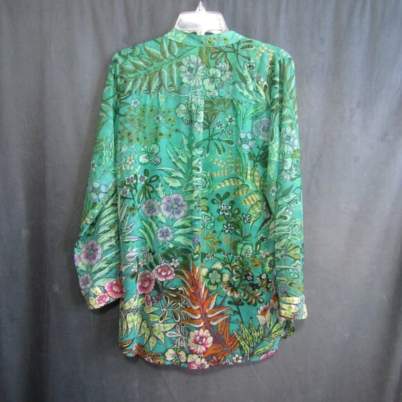 Soft Surroundings Luau Garden Top Tank Set Size S Green Floral Flowy Sheer Women - Picture 4 of 10